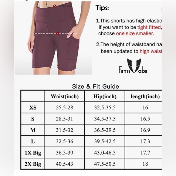FIRM ABS 4"/8" High Waist Running Workout Yoga Shorts Pockets Size Large - Picture 5 of 6